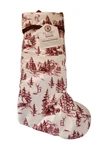 My Texas House Christmas Stocking Forrest Red & Ivory 21" Holiday Old Fashion. Fixed Price $12.99.