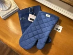 Williams Sonoma Classic Solid Apron & Oven Mitt Set Bright Blue Mono Sherwin. Fixed Price $38.50.