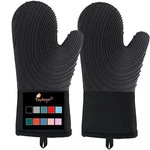 Silicone Oven MITTS-13.6 In Extended Heat Resistant 500F, Black. Fixed Price $14.52.