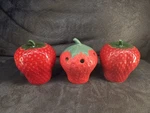 Vintage Korson Ceramic Strawberry Jam Jars & Potpourri Holder 3PC Set Mcm. Fixed Price $21.24.