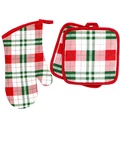 Christmas Plaid Oven Mitt & Pot Holders Set Holiday Kitchen Cor New. Fixed Price $14.99.