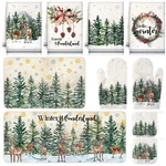 10 Pcs Winter Kitchen Set Oven Mitts Pot Holders Rug Towels Wonderland. Fixed Price $44.91.