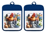 Chicken Rooster Hen Flowers Pot Holders Oven Mitts Hot Pad Linen Towel DZ419DPH. Fixed Price $16.99.