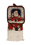 Nos Vintage Franco Kitchen Towel And Pot Holder Set Santa Claus Christmas. Fixed Price $11.99.