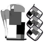 Mcalk 5 Pcs Geometric Gray Oven Mitts And Pot Holders Sets Grey Gloves. Fixed Price $38.84.