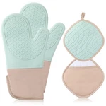 Silicone Mitts Oven Long Cooking Mittens With 2 Cotton Potholders Washable Cu.... Fixed Price $19.51.