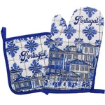 Portugal Azulejo Oven Mitt And Pot Holder Set Blue & White Tile Design. Fixed Price $22.95.