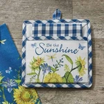 Gingham Blue & Sunshine Pot Holder Set. Fixed Price $27.99.