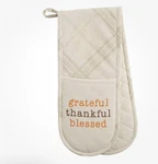 Mud Pie Grateful Thankful Blessed Double Oven Mitt Fall Thanksgiving Hostess Gft. Fixed Price $14.00.