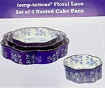 Temp-tations Floral Lace Blue Set Of 4 Nested Cake Pans New In Box. Fixed Price $56.95.