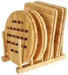 Lawei 8 Pack Bamboo Trivets With Dish Rack - Mat 6.5", Natural. Fixed Price $31.74.