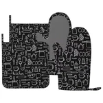 Kitchen Everyday Oven Mitts And Pot Holders 4 Pcs Set Silicone Black .... Fixed Price $38.55.