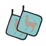 Caroline's Treasures Carolines BB8090PTHD Llama Blue Check Pair Of. Fixed Price $34.47.