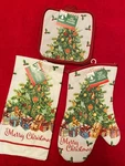 Nwt 5 Pc Set Christmas Tree Kitchen Hand Dish 2 Towels 1 Oven Mitt Pot Holders. Fixed Price $11.90.