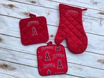Angels Oven Mitt Pot Holder Kitchen Gift Set Handmade Sport Team. Fixed Price $25.00.