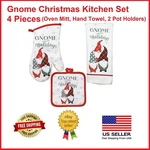 Gnome Christmas House Collection Kitchen Oven Mitt Hand Towel & 2 Pot Holders. Fixed Price $16.97.