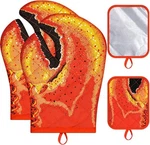 4 Pcs Lobster Claw Oven Mitts And Pot Holders Quilted Cotton Lining Red. Fixed Price $24.64.