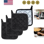 4 Pack Extra-thick Black Pot Holders Reliable Heat Protection For Kitchens. Fixed Price $13.99.