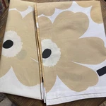Marimekko Unikko Fabric Set Curtain And Table Runner White/beige Cotton. Fixed Price $85.00.