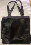 Cow Hide Leather Bag/purse, Dark Brown, Large Size, Double Handle, Snap Close. Fixed Price $52.00.