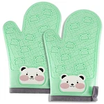 Qecamy Silicone Oven Mitts Cute Bear Non-slip Kitchen Gloves Large, Green. Fixed Price $21.73.