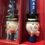 Blue Taper Candles American Greetings Snowman 10" Twin Pack 2 Christmas Nib Noel. Fixed Price $11.25.