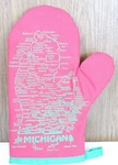 Michigan Oven Mitt-upper & Lower Peninsula Map Green And Red Made Usa. Fixed Price $14.99.