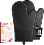 Silicone Oven Mitts, Set 2, Heat Resistant, Gloves With Soft Lining, Non. Fixed Price $15.04.
