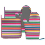 Mexican Colorful Stripe Oven Mitts Pot Holders Set Silicone Vertical Lines Br.... Fixed Price $32.58.