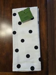 New Kate Spade 2 Piece Set White Black Polka Dot Cotton Kitchen Towel Nwt. Fixed Price $24.49.