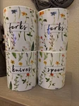 Set Of 4, Pottery, Orly Maison Silverware Holders. Beautifully Floral Decorated. Fixed Price $24.00.