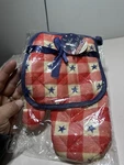 Patriotic American Flag Stars Deluxe Kitchen Set Oven Mitten And Pot Holder. Fixed Price $6.99.