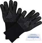 Heat Resistant Bbq Gloves, 1472 Fireproof Silicone Mitts, Washable (black). Fixed Price $10.99.
