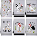 Set Of 6 Chickens Kitchen Towels Farmhouse Absorbent Dish Tea Rustic. Fixed Price $17.73.