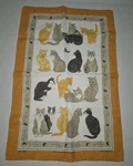 Vtg Ulster Weavers Daisy Cats Tea Towel 100% Irish Linen Rare #4537 Tabby Calico. Fixed Price $24.00.