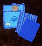Kay Dee Blue Crab 3-PIECE Embroidered Pocket Mitt Set Nwt. Fixed Price $19.98.