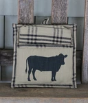 Pot Holder With Dishtowel Set Black Cow Plaid Farmhouse Kitchen Decor. Fixed Price $17.99.