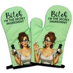 Gosjinnk 2 Pcs Funny Hostess Oven Mitts Gifts - Bitch I'm 7 X 10.5 In, Green. Fixed Price $19.53.