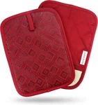 Red Pot Holders Set, Flexible, 100% Cotton With Non-slip Heat Resistant Silicone. Fixed Price $26.92.