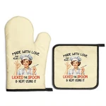 Oven Mitts Pot Holders Set Made With Love Funny Kitchen Gift Women Housewife. Fixed Price $30.45.