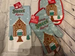Christmas House Towel, Mitt & 2 Potholders/home Sweet. Fixed Price $12.99.