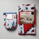 Dish Drying Mat 16X18 Kitchen Holiday Christmas Gnomes & Mini Oven Mitt. Fixed Price $10.95.