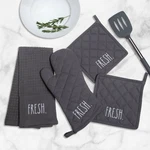 Fresh Kitchen Towel Oven Mitt Potholder Set 4 Piece Cotton Cooking Accessories. Fixed Price $17.75.