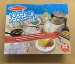 Melissa & Doug 22-PIECE Play Kitchen Accessories Set Utensils, Pot, Pans. Fixed Price $29.99.