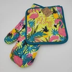 Karma 2PC Flamingo Kitchen Cooking Oven Mitt Pot Pad Set New!. Fixed Price $14.24.