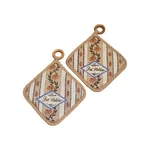 Vintage Quilted Le Pot Holder Set Of Two With Wooden Rings. Fixed Price $9.79.