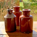 Set Of 3 Stoneware Vintage Cream Pots Farmhouse Kitchen Victorian Home D Cor. Fixed Price $19.57.
