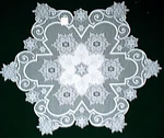 Snowflake Table Topper 47 Inch Round White Lace Heritage Nwt. Fixed Price $38.00.