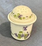 Vintage Ak Kaiser West Germany Tea Ball Strainer Infuser W/ Caddy Purple Violets. Fixed Price $25.20.