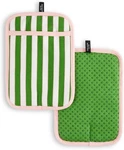 Kate Spade New York Botanical Stripe Pot Holder 2-PACK Set, 7" X 10", Green/pink. Fixed Price $28.99.